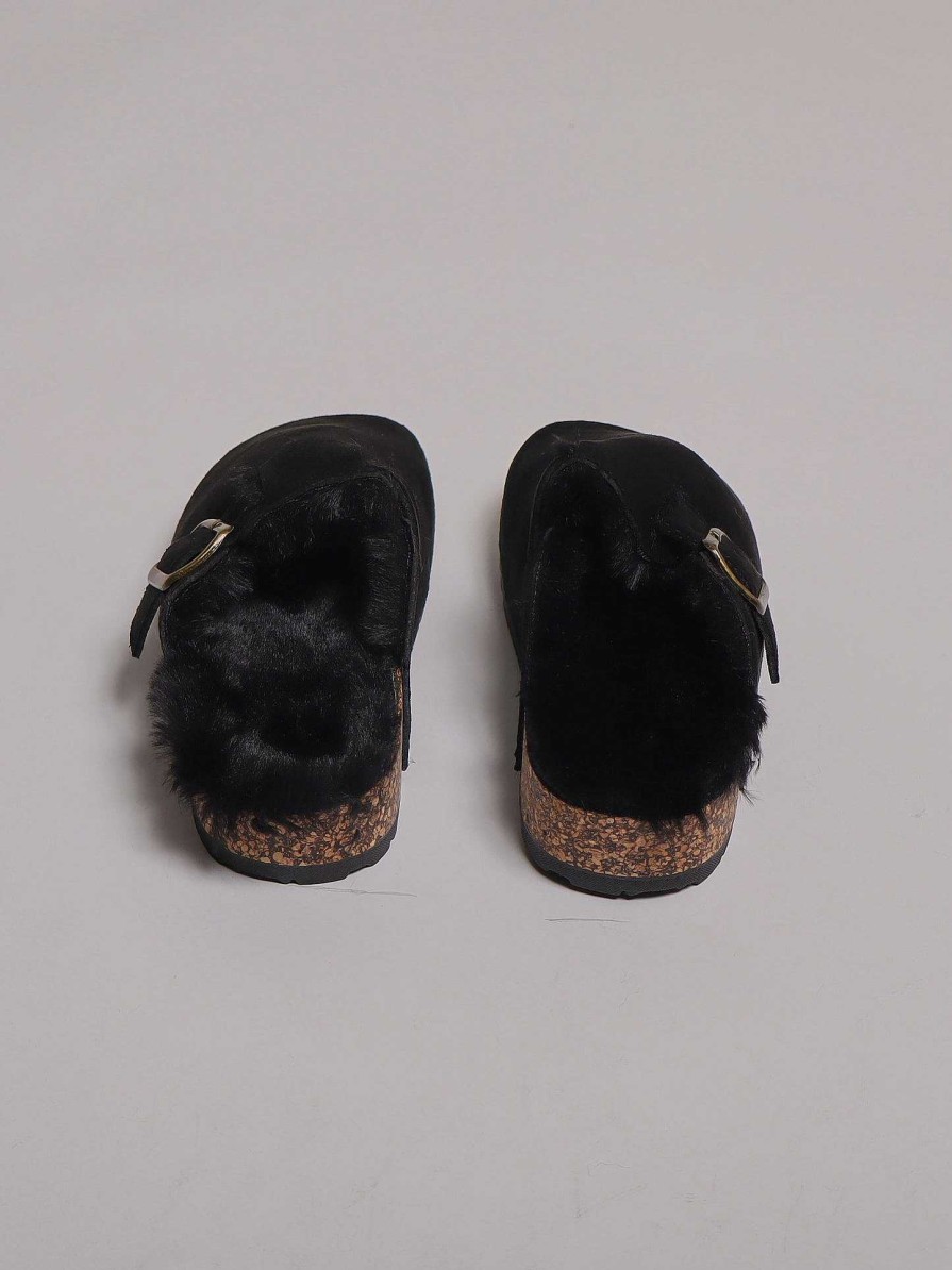 Cole Shop Fur Sandal With Buckle