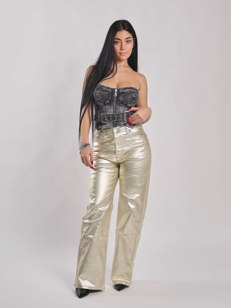 Cole Shop Plated Palazzo Trousers