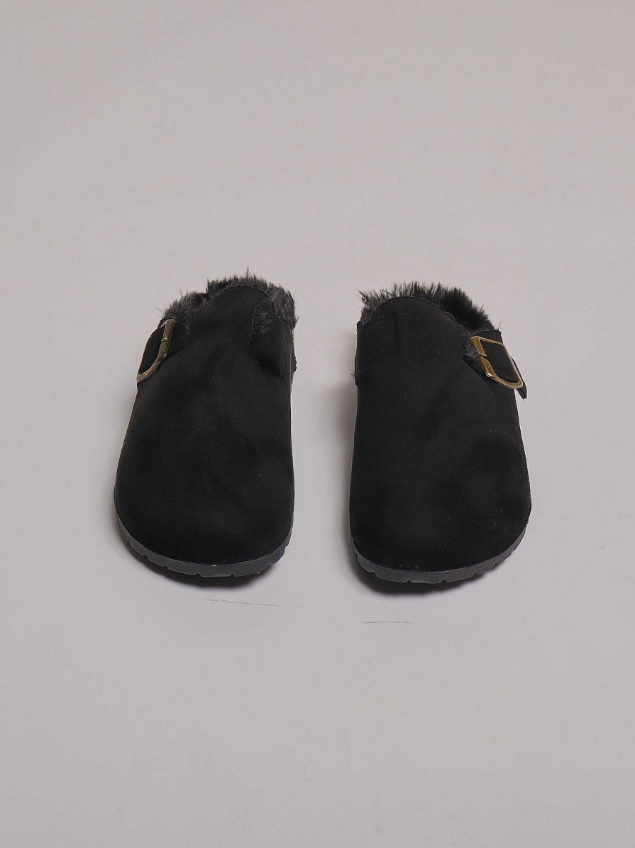 Cole Shop Fur Sandal With Buckle